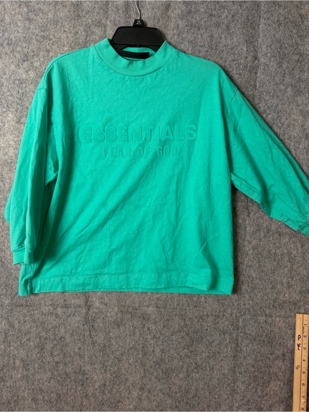 Fear of God Essentials Kids Size 8  Long-Sleeve Tee in the "Mint Leaf